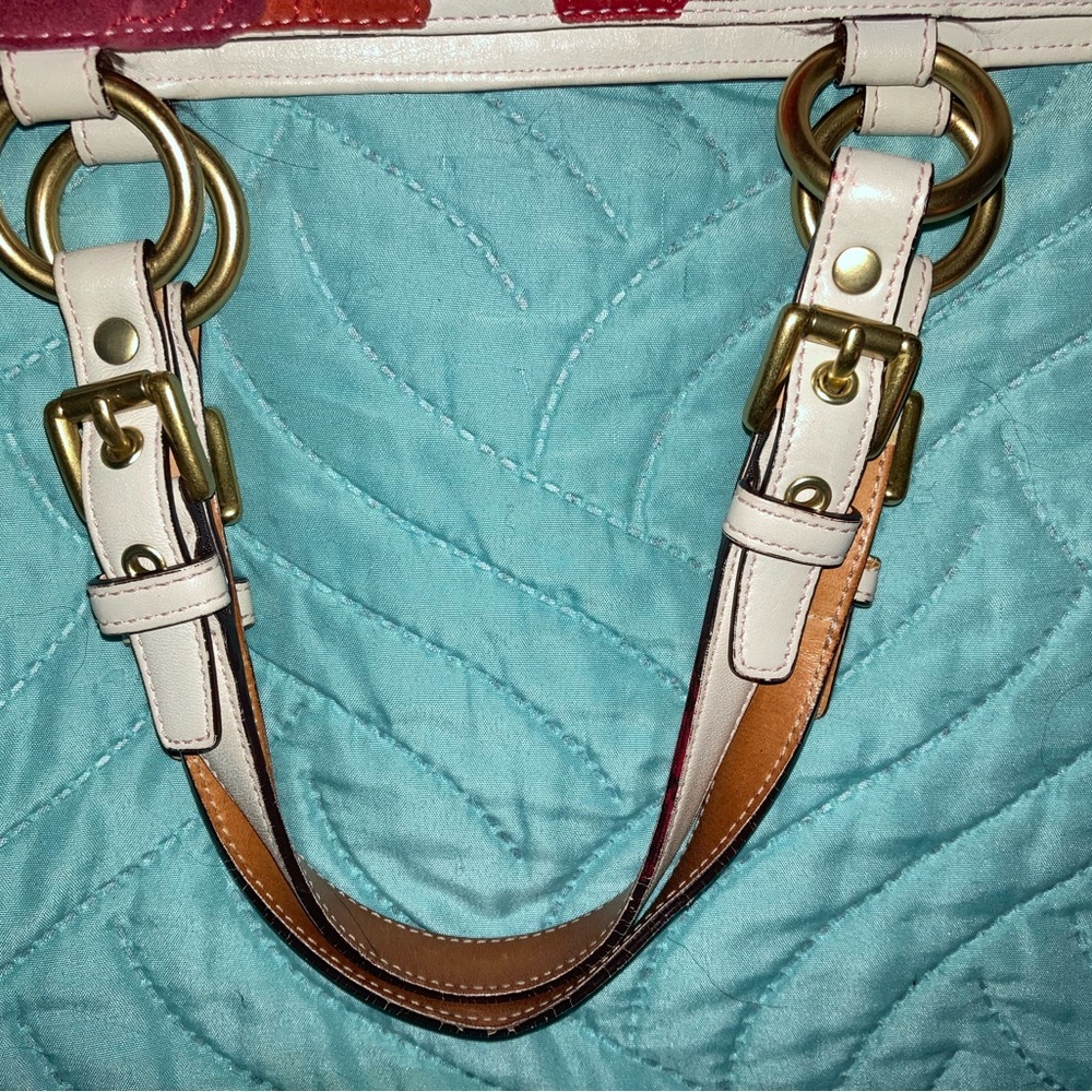 Coach Poppies for Peace White Bag with Multicolor Floral Design/LE/retired - Picture 15 of 16